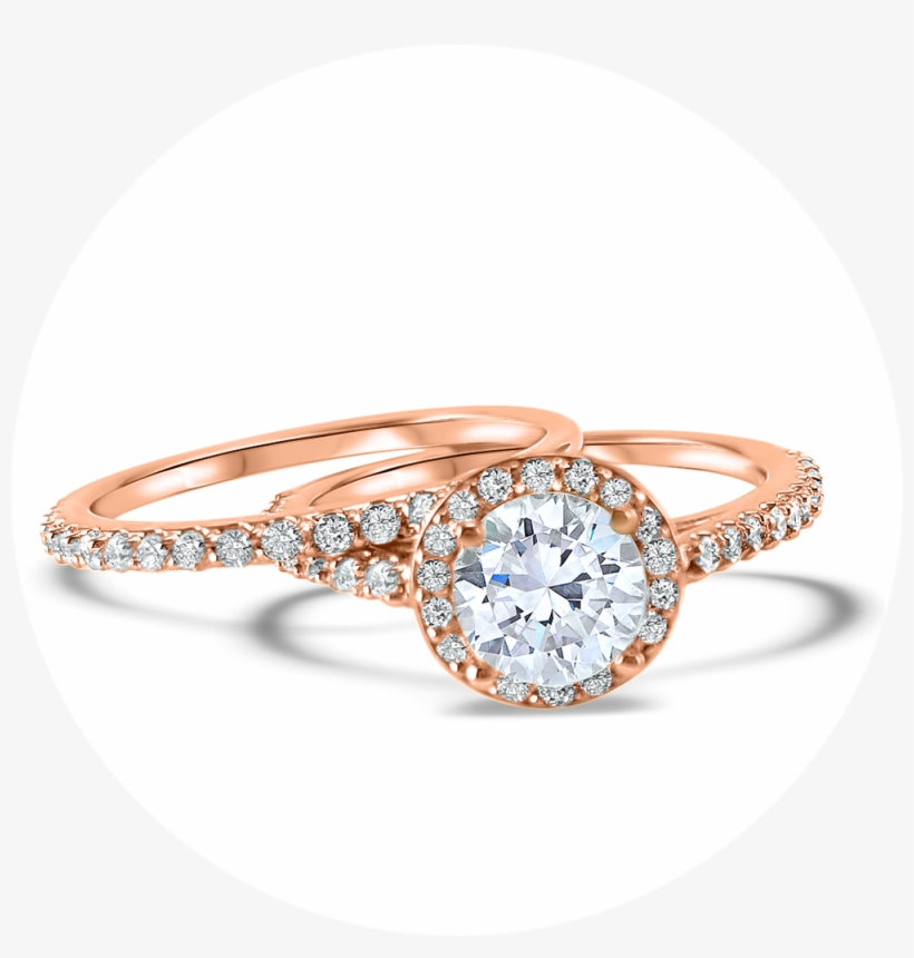 Rose Gold Halo Diamond And Moissanite Engagement Ring, transparent png #172325