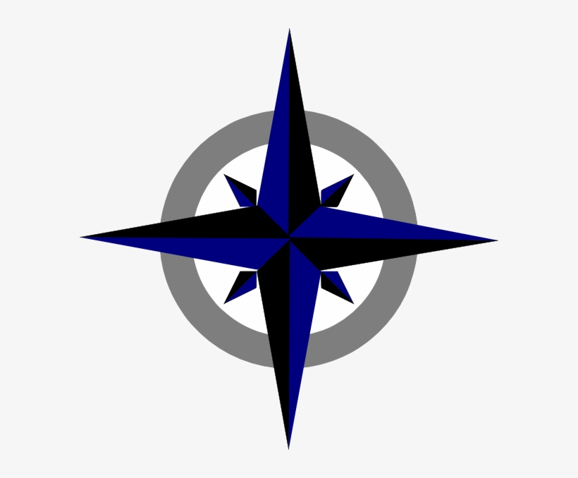 Bluegrey Compass Rose Clip Art At Clker - Clip Art, transparent png #172827