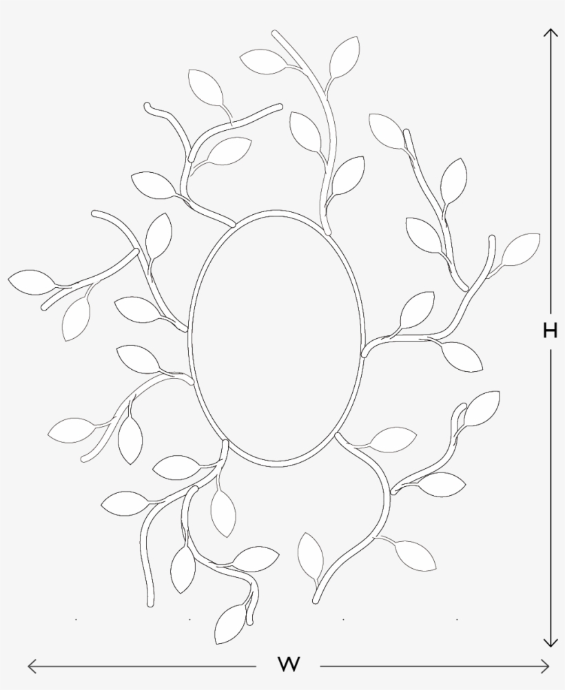 Customise Your Foliage Oval Contemporary Mirror - Line Art, transparent png #172844