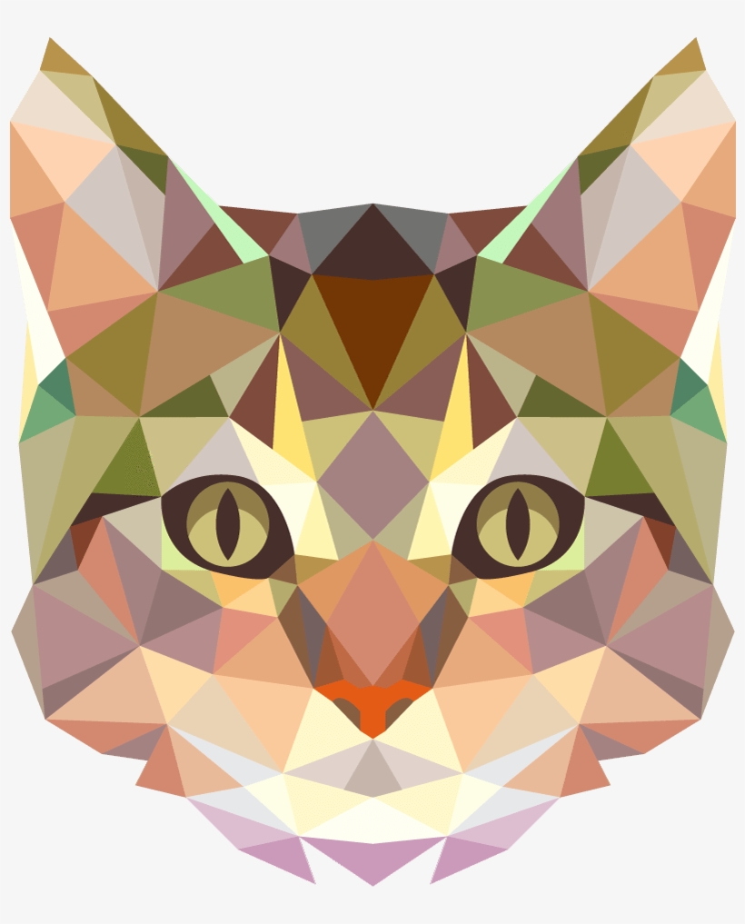 Polygons Drawing Watercolor Svg Black And White - Naklejki Na Ścianę Kot, transparent png #175953