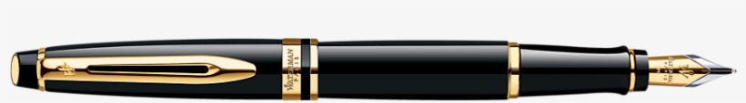 Fountain Pen Png Picture - Waterman Expert Black Lacquer Gold Trim Fountain Pen, transparent png #176255