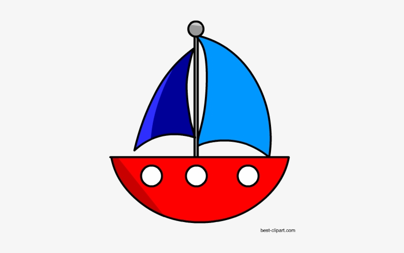 Cute Free Red And Blue Sail Boat Clip Art - Blue Boats Clip Art, transparent png #176393