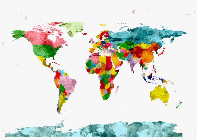 1 - World Map Watercolor, transparent png #176869