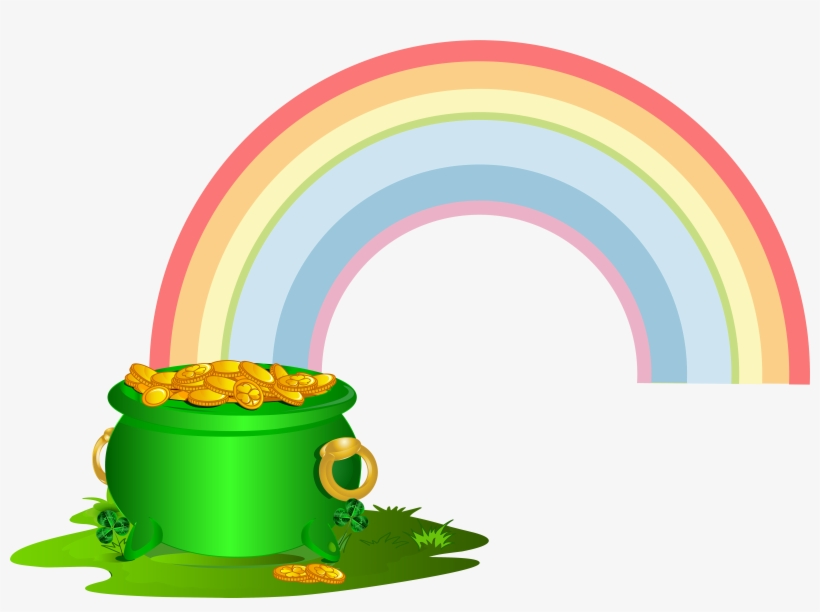 Green Pot Of With Png Clip Art - Pot Of Gold With Rainbow Png, transparent png #177201