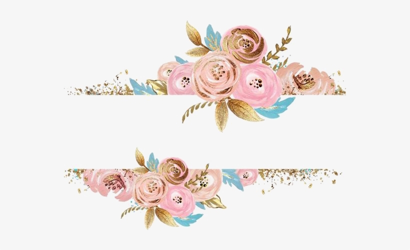 Rose Gold Flower Png Pink Flowers Dress Rectangular - Watercolor Flower Gold Png, transparent png #177323