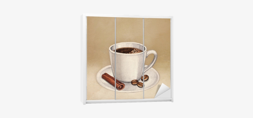 Watercolor Illustration Of Coffee Cup Wardrobe Sticker - Coffee, transparent png #177806