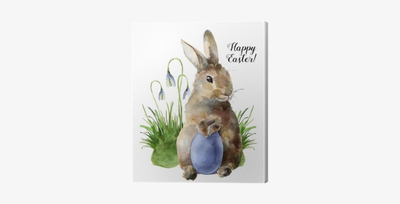 Watercolor Easter Card With Bunny, Snowdrops And Colored - Kartki Wielkanocne Ręcznie Malowane, transparent png #178081