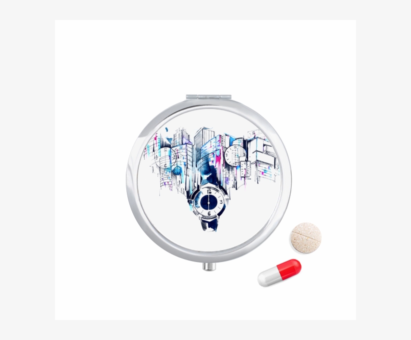 City Modern Building Clock Watercolor Travel Pocket - Pharmaceutical Drug, transparent png #178567