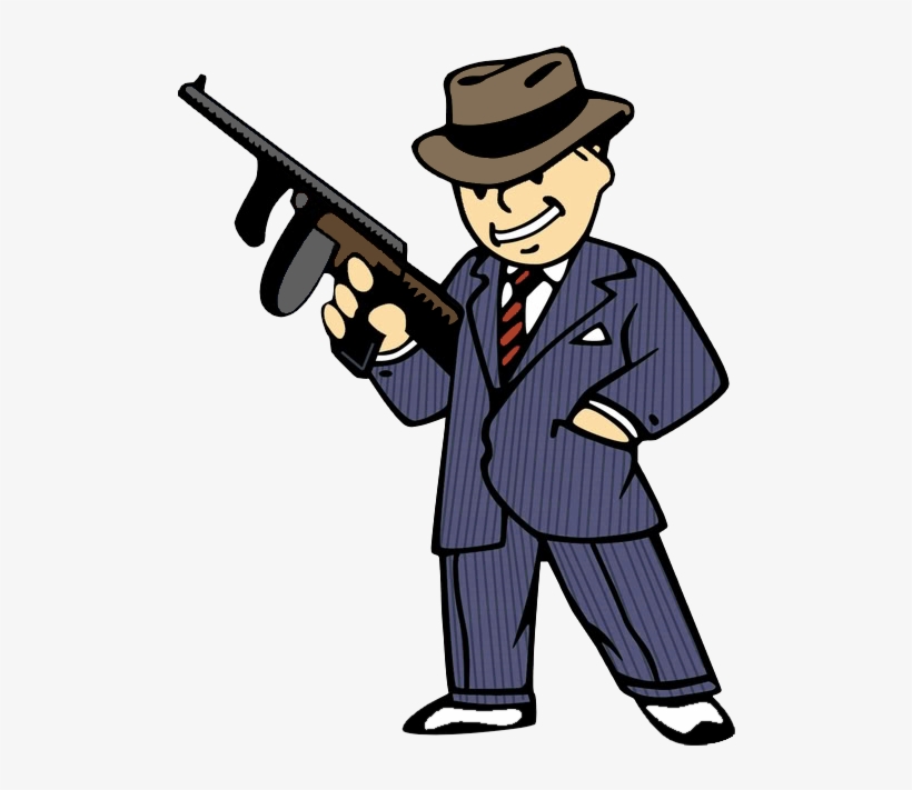 Mademan2 - Fallout Vault Boy Tommy Gun, transparent png #178760