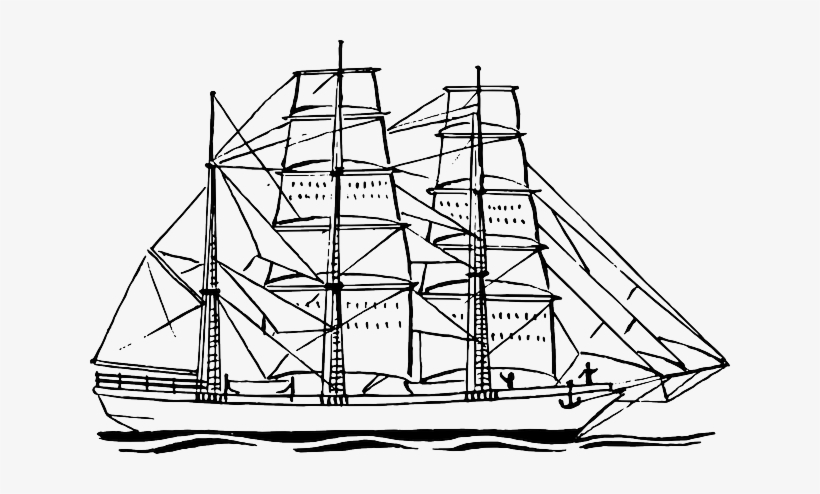 Sailing Navy Ship Sailboat Boat Pirate Ocean - Ship Clipart Png Black And White, transparent png #178913