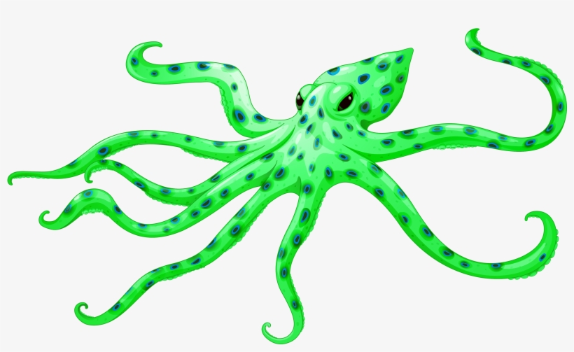 Green Octopus Png Clipart - Blue Ring Octopus Illustration, transparent png #179014