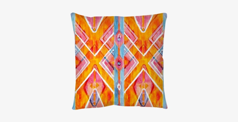 Ikat Geometric Red And Orange Authentic Pattern In - Watercolor Painting, transparent png #179121