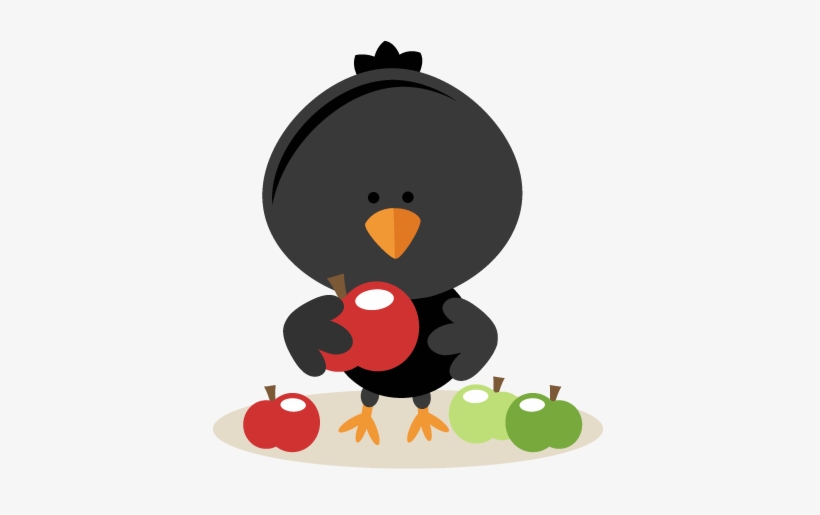 Crow With Apple Svg Scrapbook Cut File Cute Clipart - Cute Crow Clip Art Png, transparent png #179400