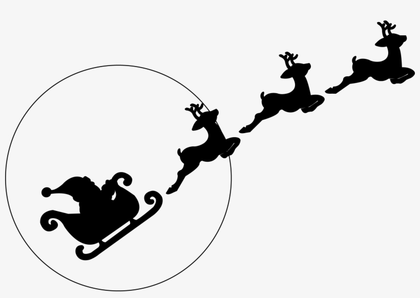 Santa Sleigh Silhouette Png - Santa Reindeers Silhouette Png, transparent png #1700154