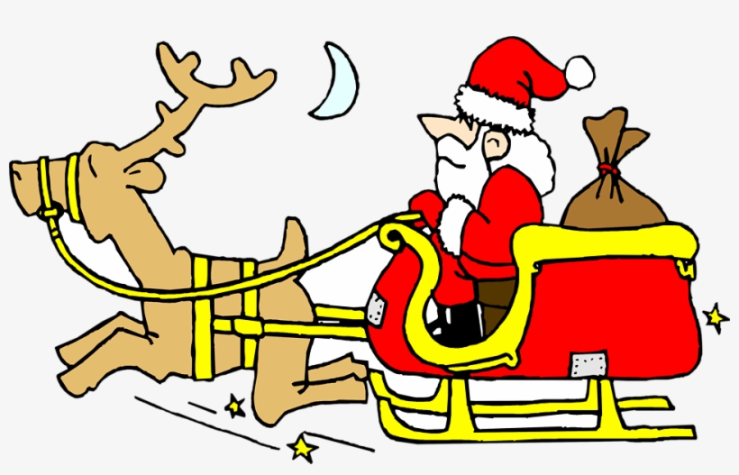 Santa Free Stock Photo Illustration Of Santa On Sled - Santa Claus, transparent png #1700173