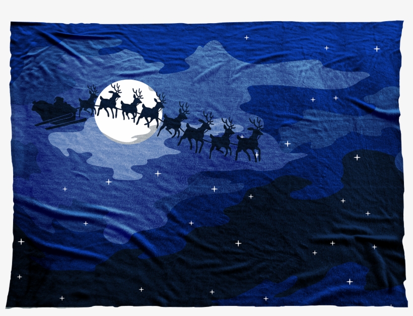Santa's Sleigh Flying Against A Blue Night Sky - Herd, transparent png #1700269