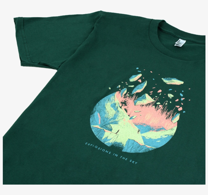100% Cotton Forest Green T-shirt Featuring An 'explosions - Explosions In The Sky Dissolve, transparent png #1700384