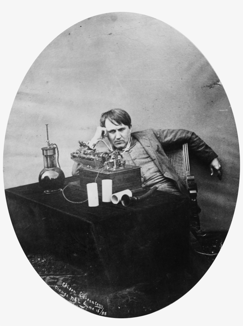 Thomas Edison Listening To Wax Cylinder, 1888 - Thomas Edison Phonograph, transparent png #1700409
