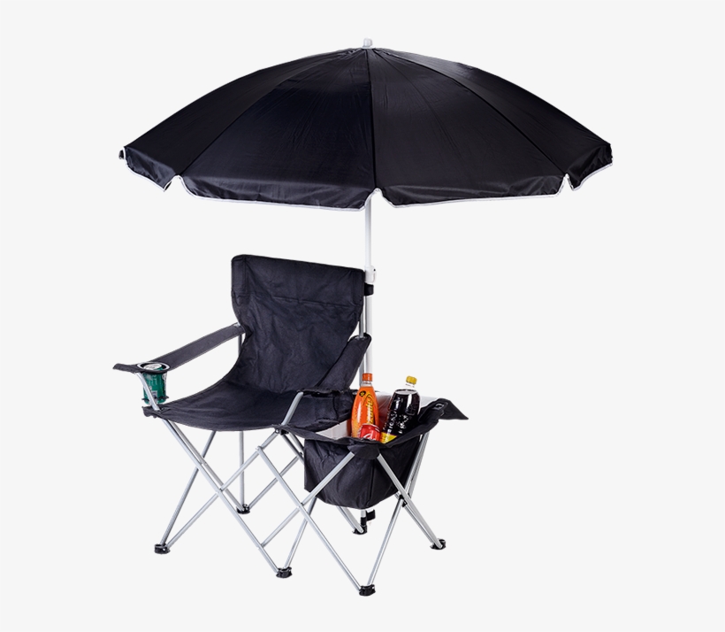 Camping Chair With Umbrella And Cooler Br0049 - Folding Chair With Umbrella And Cooler, transparent png #1700498