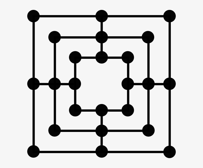 Free Vector Nine Mens Morris Game Board Clip Art - 9 Mens Morris Board, transparent png #1700520