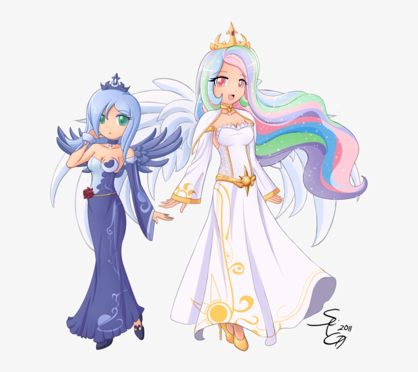 Anthropomorphized Princess Luna And Celestia - Anime Princess Luna And Celestia, transparent png #1700539