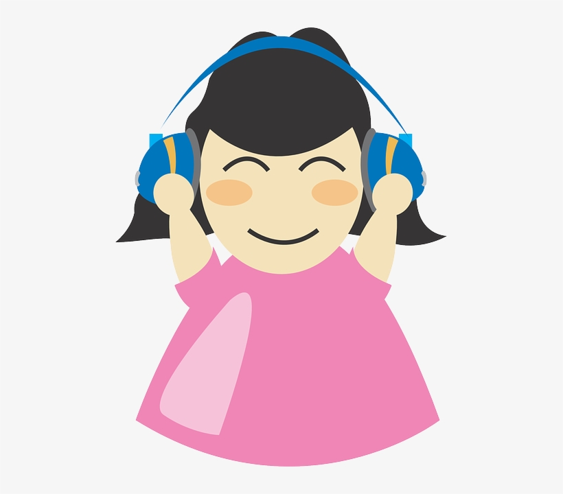 Earphones, Girl, Headphone, Listen, Music, Women - Girl With Headphones Clipart, transparent png #1700575