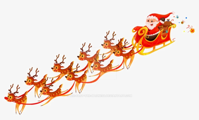 Santa Sleigh Png Free Download - Santa And Sleigh No Background, transparent png #1700750