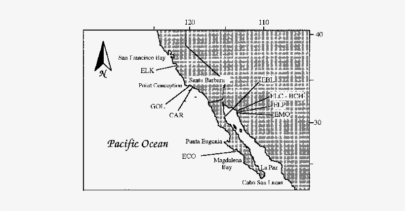 Sampling Localities Of Gillichthys Mirabilis And G - Map, transparent png #1701851