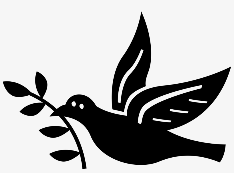 Vector Illustration Of Dove Bird With Olive Branch - Peace, transparent png #1701877