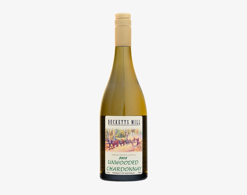 A Bottle Of Ducketts Mill Unwooded Chardonnay - White Wine, transparent png #1701961