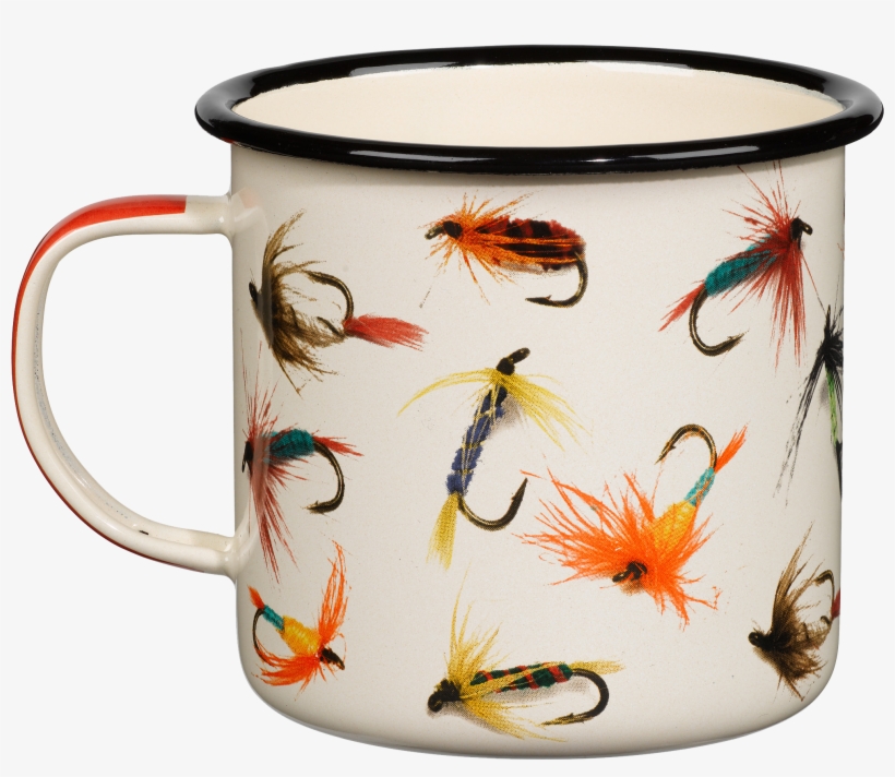 Enamel Mug With Flies - Hook Line And Sinker Fly Mug, transparent png #1702195