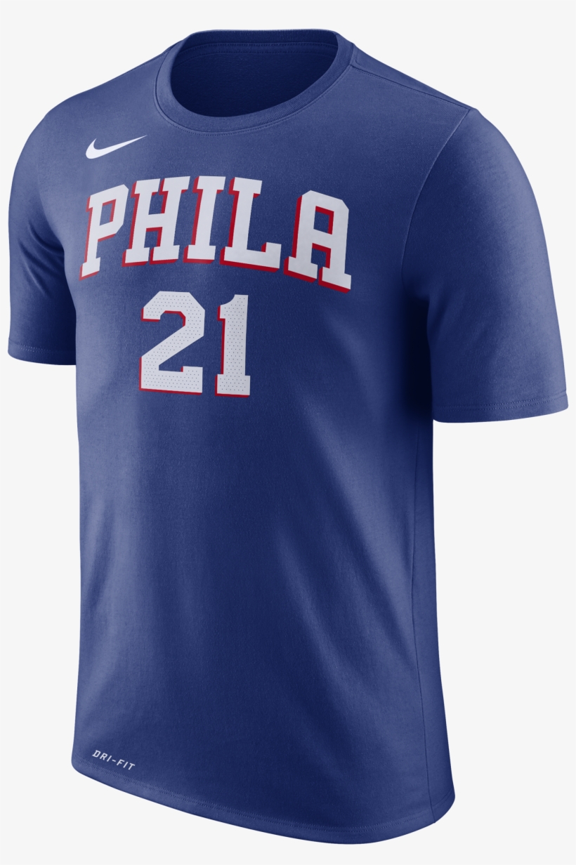 Philadelphia 76ers Men's Joel Embiid Blue Player Tee - T Shirt Nba Phila, transparent png #1702915
