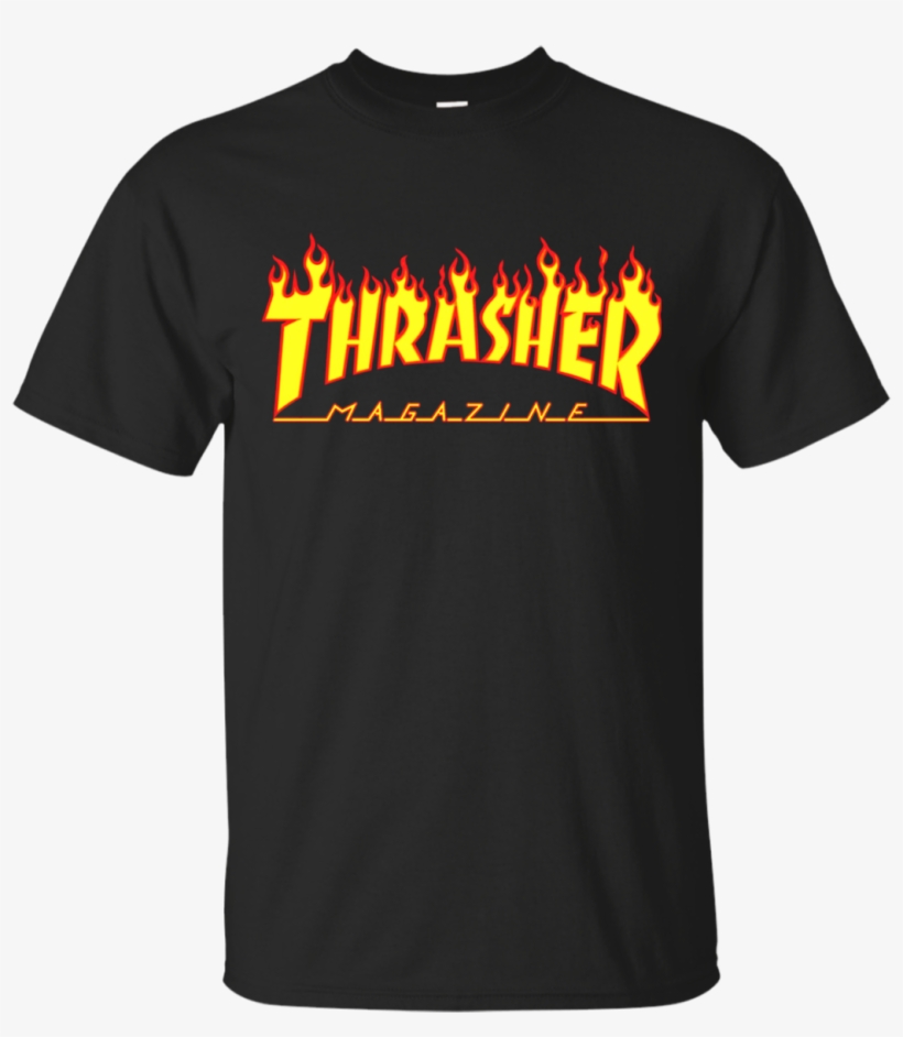 Thrasher Magazine Flame Logo Shirt - Thrasher Black T Shirt, transparent png #1705406