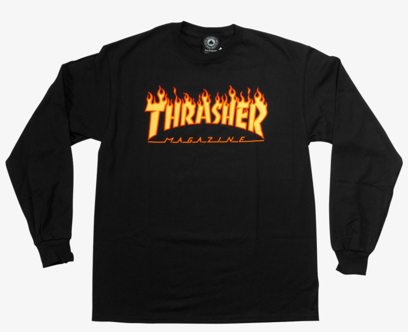 Thrasher Flame Black T - Long Sleeve Black Thrasher Shirt, transparent png #1705457