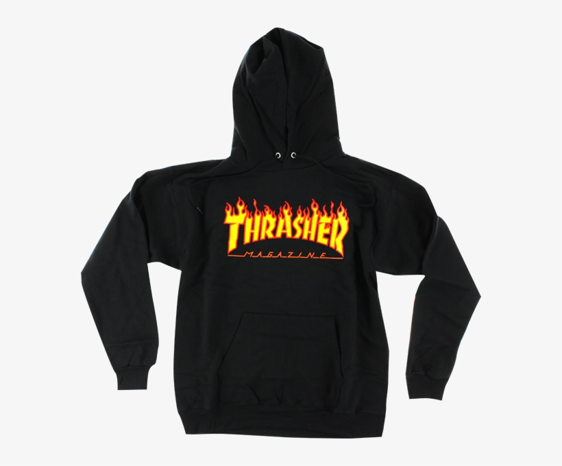 Thrasher Magazine Flame Logo Pullover Sweatshirt - Thrasher Flame Logo Hoodie Black, transparent png #1705676