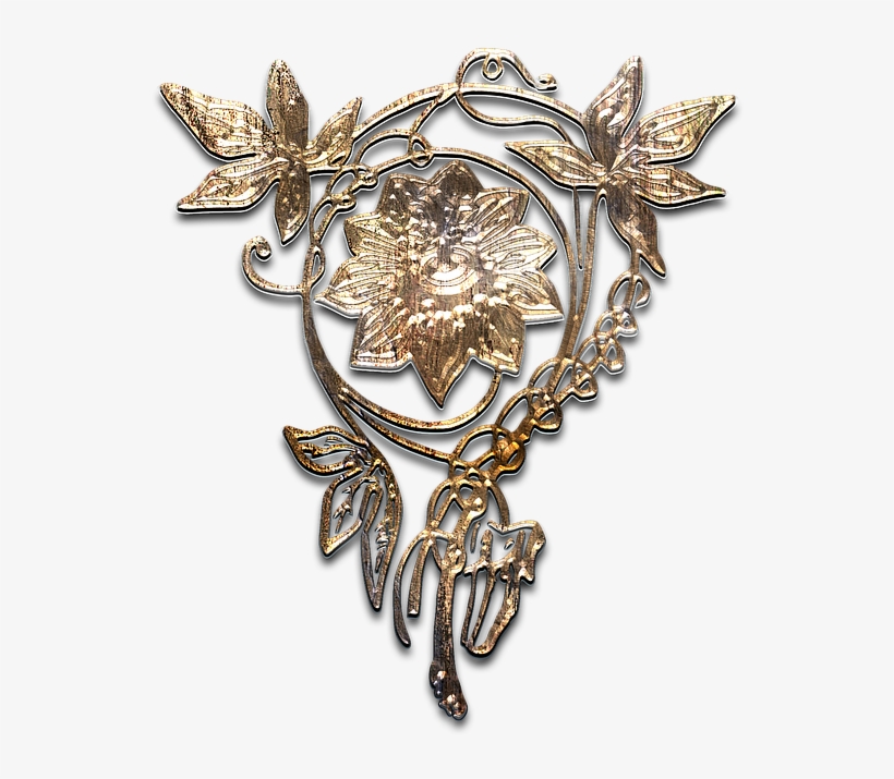 Flower, Brooch, Aged Gold, Metal, Texture, Graphic - Brooch, transparent png #1706231