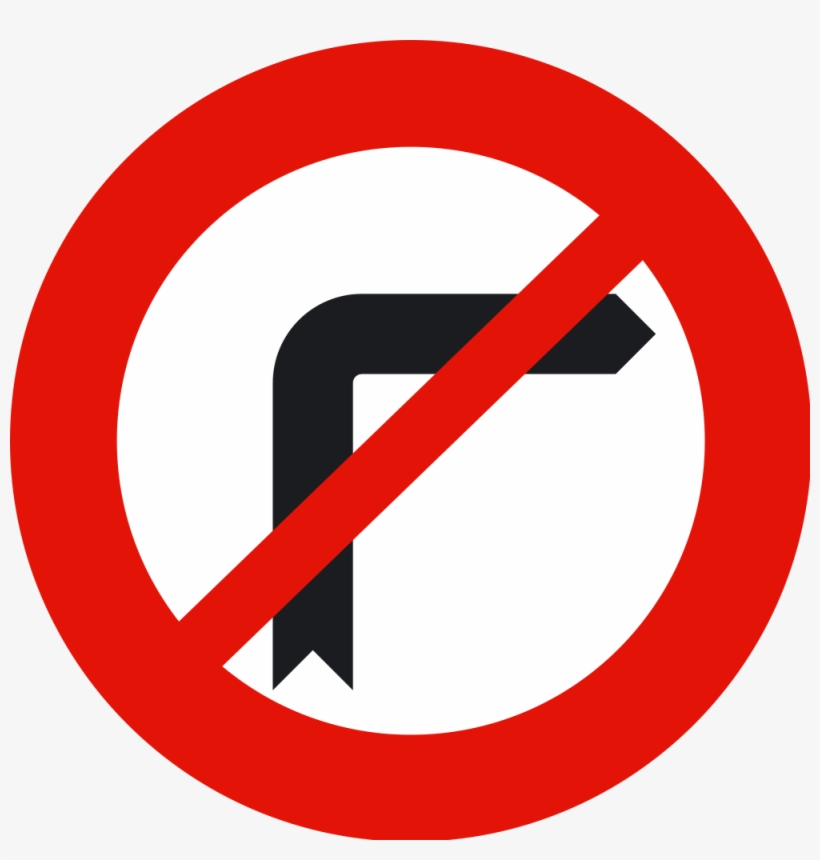 Prohibido Giro A La Derecha - No Right Turn Symbol, transparent png #1706354
