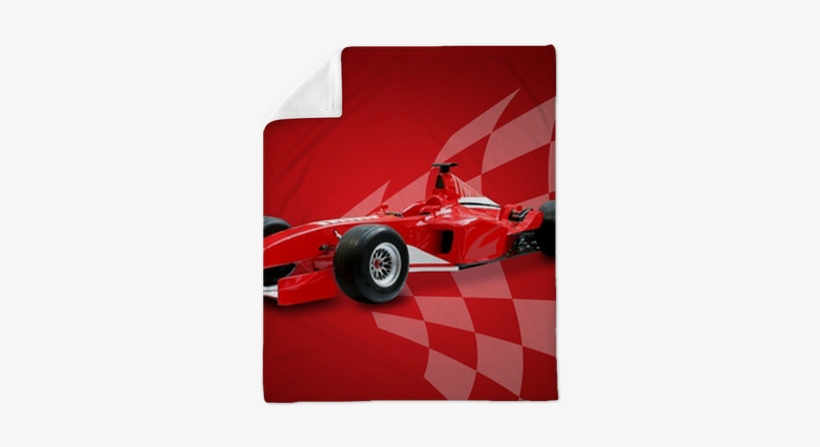 Red Formula One Car And Racing Flag Plush Blanket • - Bolid, Formuła 1 - Obraz Na Płótnie, transparent png #1707560