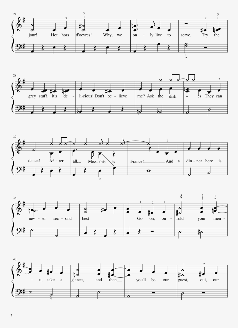 Be Our Guest Sheet Music Composed By Alan Menken 2 - Hysteria Nano Acoustic Chords, transparent png #1708648