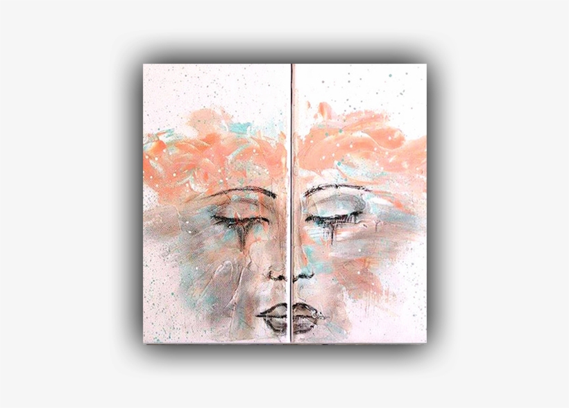 Abstract Face Double Canvas Acrylic Painting Abstract - Modern Art, transparent png #1708983