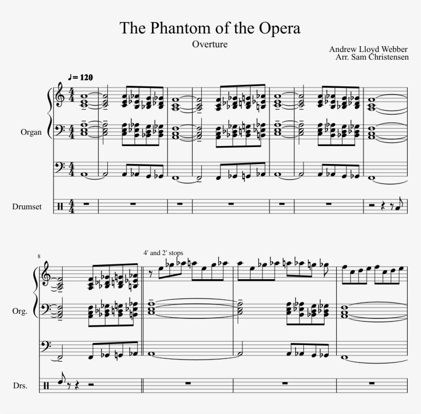 The Phantom Of The Opera Sheet Music Composed By Andrew - Sheet Music, transparent png #1709940