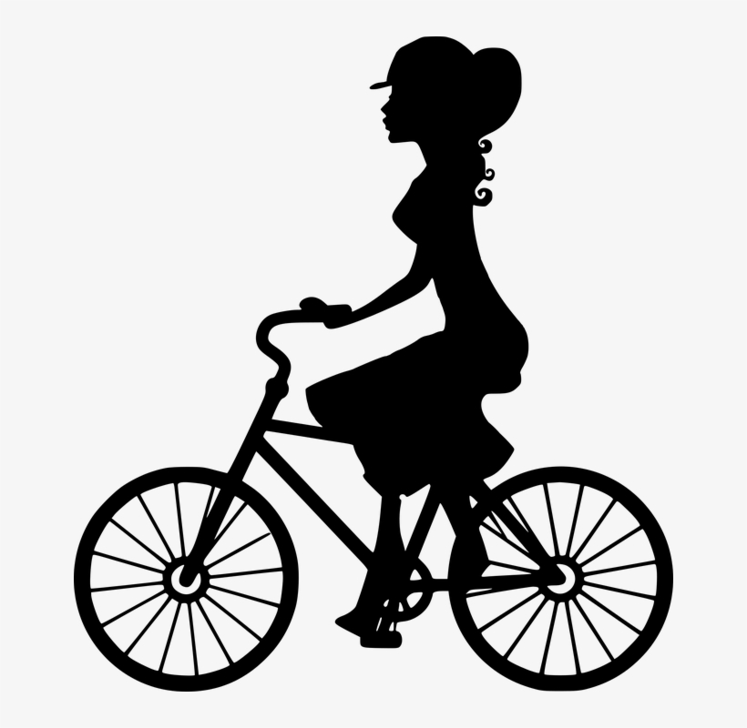 Silhouette, Wheel, Cyclist, Bike, Seated, Active, Woman - Girl On Bike Silhouette, transparent png #1710038