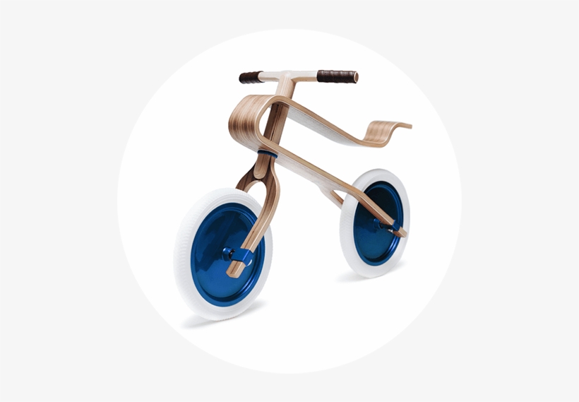Pure White Candy Blue Walnut Wooden Balance Bike For - Brum Brum Bike, transparent png #1710494