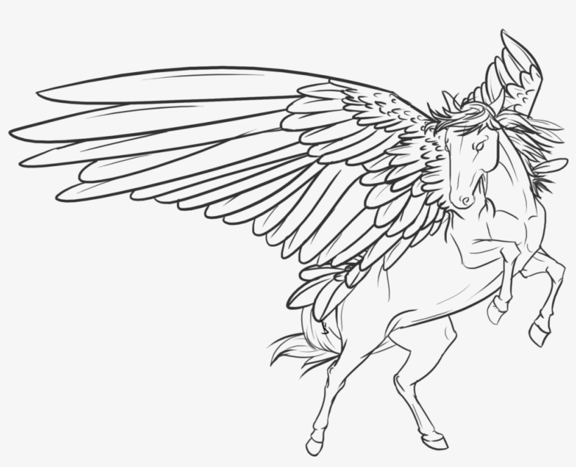 Royalty Free Download Achilles Drawing Pegasus - Line Art Pegasus, transparent png #1710768