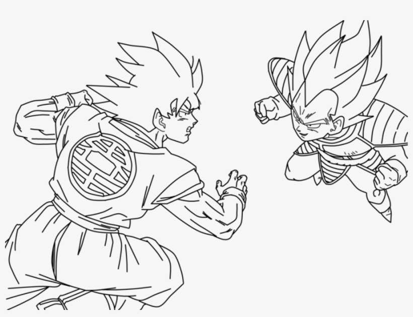 Dibujo De Goku Kakarotto Peleando Cont - Goku Y Vegeta Para Colorear, transparent png #1711018