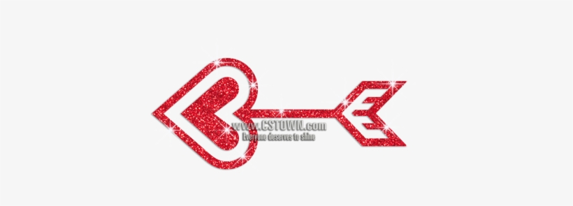Glittering Love Heart Arrow Iron On Rhinestone Transfer - Iron On Rhinestone Transfer, transparent png #1711253