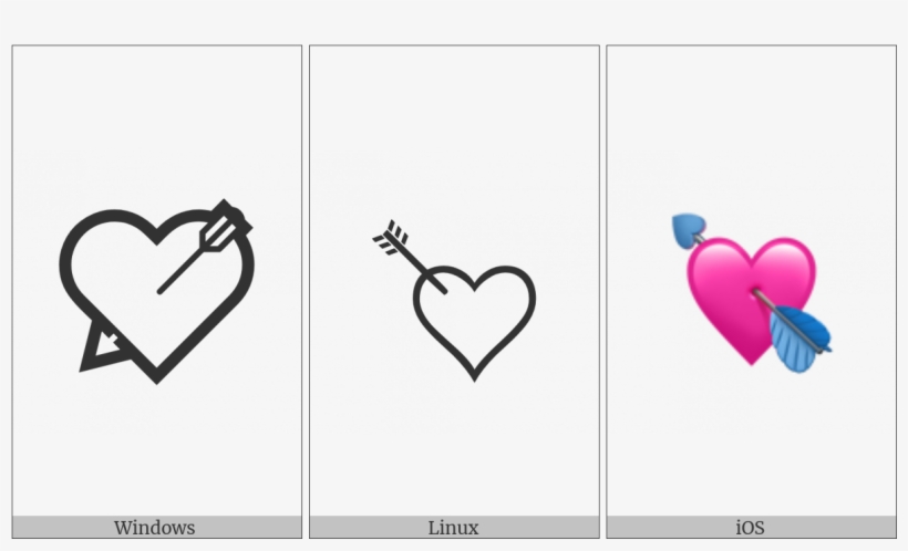 Heart With Arrow On Various Operating Systems - Heart, transparent png #1711496