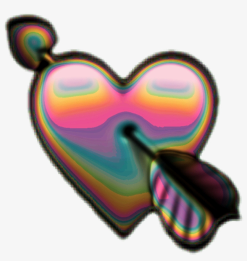 Holo Holographic Heart Hearts Arrow Emoji Iridescent - Heart, transparent png #1711629