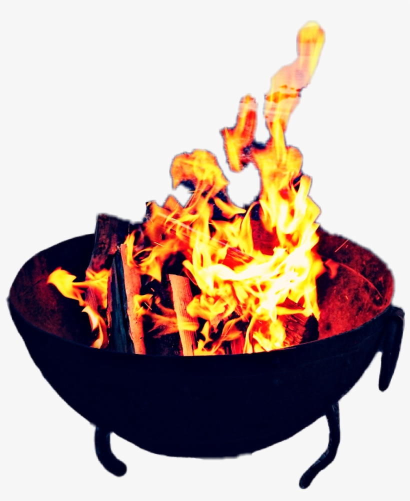 Feu Fire Camping Feudecamp Barbecue Flamme Lumineux - Fire Cauldron Png, transparent png #1711651