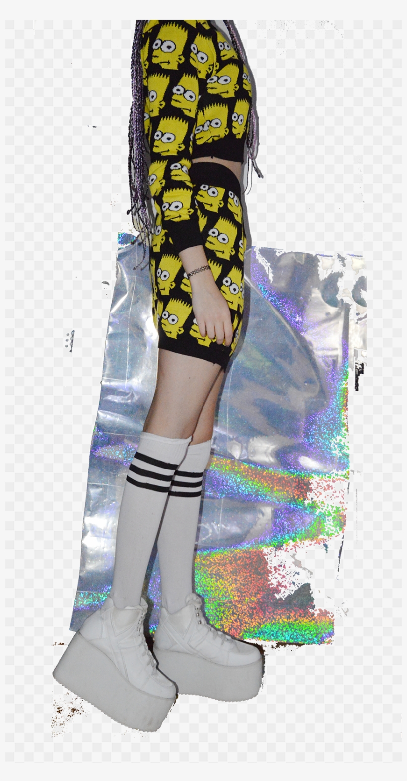 Mine Glitch Seapunk Sea Punk Holographic Hologram Yru - Sea Punk Socks Png, transparent png #1713581